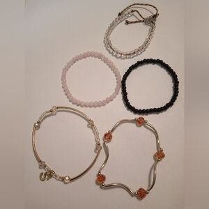 #506.  5 Piece Glass Beaded Bracelet Bundle